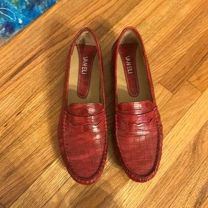 Vaneli Alika Leather Slip on flat loafers Red 9.5N
